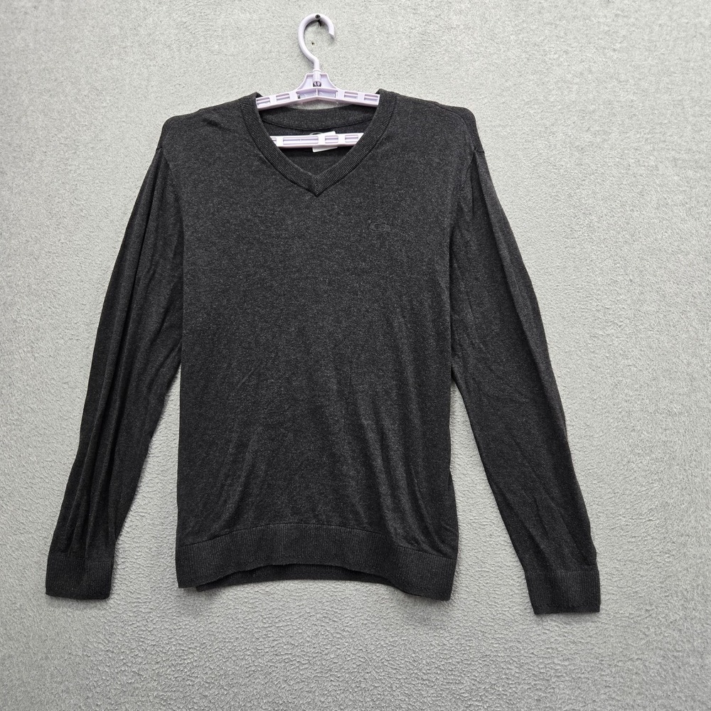 Oakley Men Sweater L/G Gray Logo All‎ Seasons V Neck Golf Preppy Lightweight